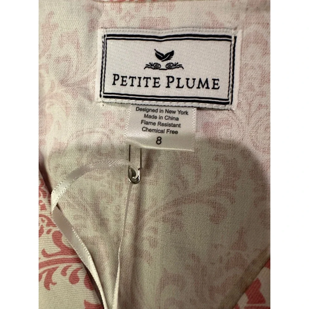 Petite Plume Girls Vintage Rose Pajama Set Pink Damask Cotton Blend Size 8 NEW